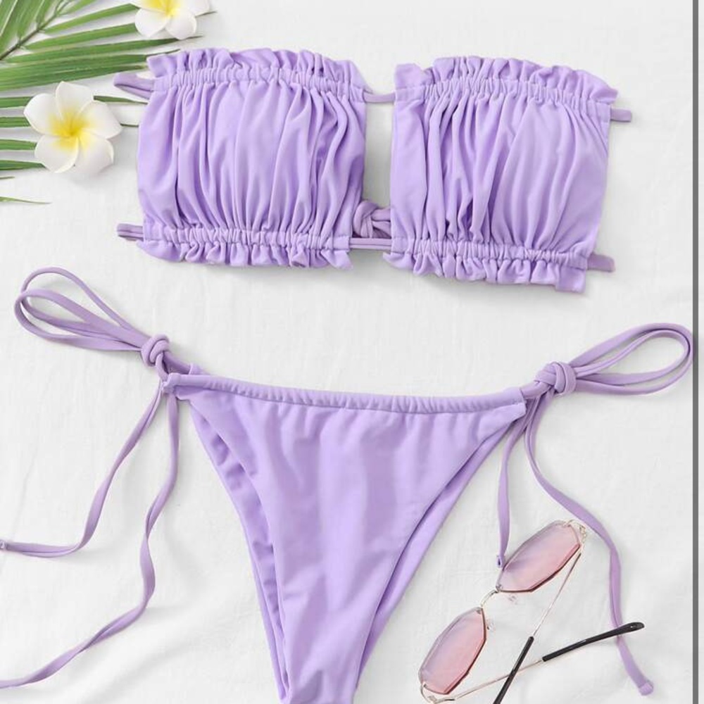 lilac cheeky bikini set